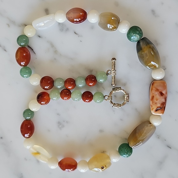 Artisan Jewelry - Vintage Semi-Precious Gemstone Beaded Necklace